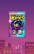 Immorticia with Wizard Gargantuar and Haunting Zombie on an Immorticia Hero Pack before opening