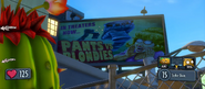 A billboard for "Pants vs. Blondies".