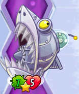 Zombot Sharktronic Sub activating its ability which buffs itself after a plant has been destroyed