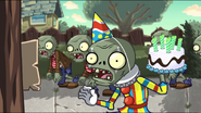 Jester Zombie in the 2015 Birthdayz trailer. Note that it is not cross-eyed.