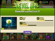 Dandelion being upgraded to Level 5