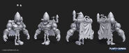 Concept model sculpture of the Midas Tough and Metal Head skins (Plants vs. Zombies: Battle for Neighborville)