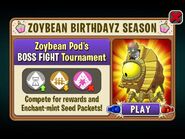 Zombot Sphinx-inator in an advertisement for Zoybean Pod's BOSS FIGHT Tournament in Arena