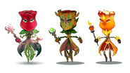 Concept art with Druid Rose and Fire Rose (Plants vs. Zombies: Garden Warfare 2)