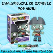 An advertisement for a Swashbuckler Zombie Vinyl Action Figure