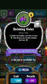 Shrinking Violet's statistics