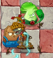 A Centurion Zombie emitting electricity after consuming a Bzzz Button