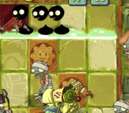 A Porter Imp riding on a sandstorm and setting up his tent afterward (Note: It's not on the sun tile, animated)