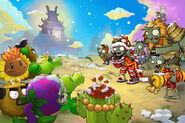 Some Chinese New Year Celebration Zombies on a title screen in Plants vs. Zombies: Great Wall Edition