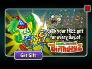 Bonk Choy in a Birthdayz advertisement with Jester Zombie