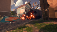 Bombagranate exploding to destroy the wall