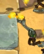 A Torch Juggler Zombie about to die