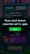 The player tried to connect with no internet