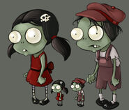 Concept art of unused Zombie Kids, designed by Rich Werner in late 2007