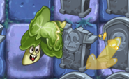 Headbutter Lettuce attacking a tombstone