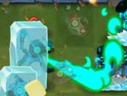 Firebreather Zombie ice blocked by Ice Bloom while breathing fire