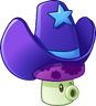 Puff-shroom (big purple cowboy hat with a blue star)