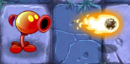 Fire Peashooter shooting a fire pea