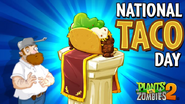 Crazy Dave in a promotional image for National Taco Day from Plants vs. Zombies Twitter