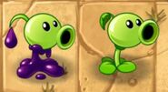 Goo Peashooter next to its vanilla counterpart