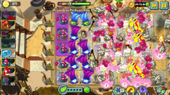 A group of Blooming Heart attacking on the Power Tiles of Tile Turnip when being fed with Plant Food