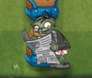 A Newspaper Zombie eating a Primal Wall-nut