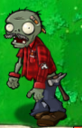 Ladder Zombie with his bone sticking out of his arm due to a glitch.