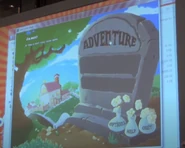 An early main menu from the April Fools Build, containing only the Adventure Selection (Possibly intentional, so that you can only get in the Ice Level and nowhere else).