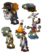 Concept art of Seagull Zombie, along with other zombie