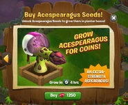An advertisement for Acespearagus