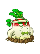 HD Radish in its costume (green bow tie)