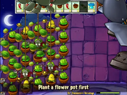 Attempting to plant a plant while the Flower Pot is being grabbed will still make the prompt "Plant a flower pot first" appear. Same goes for the Lily Pad (Plant a lily pad first). The only ways for a tile to restore to its plantable state is to either let the Bungee Zombie die before it pulls it up or plant a new one.