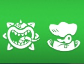 Chompzilla's icon (left) next to Grass Knuckles' icon on the title screen