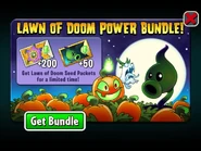 Shadow Peashooter alongside with Ghost Pepper and Jack O' Lantern in the Lawn of Doom Power Bundle