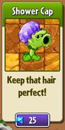 Primal Peashooter's second costume (shower cap) costing 25 gems