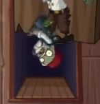 Shylock Zombie falling through a trapdoor