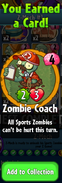 The player earning Zombie Coach after completing Z-Mech's 8th Hero Quest