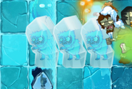 Troglobite pushing a row of frozen Yeti Imps