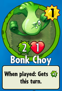 The player receiving Bonk Choy from a Premium Pack