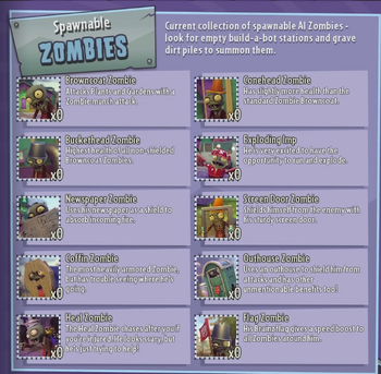 Spawnable Plants, Plants vs. Zombies Wiki