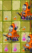 Robo-Cone Zombies attempting to eat the potion