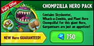 Chompzilla with Skyshooter and Template:PvZH Link on her Hero Pack