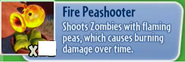 Fire Peashooter's stickerbook description