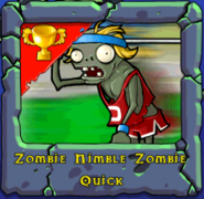 Pole Vaulting Zombie on the Zombie Nimble Zombie Quick mini-game