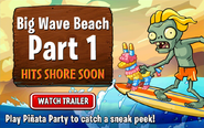 An advertisement for Big Wave Beach with a Piñata.