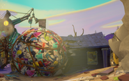 A house that was crushed by a laundry ball