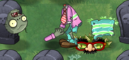 Springening Buckethead Zombie defeated