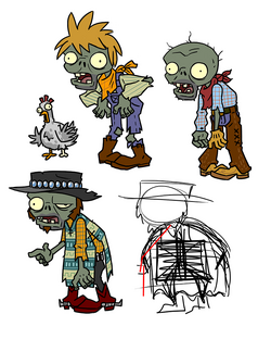 How to Draw Poncho Zombie, Plants vs Zombies