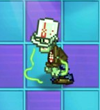 A glowing 8-Bit Buckethead Zombie