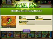 Primal Peashooter being upgraded to Level 7